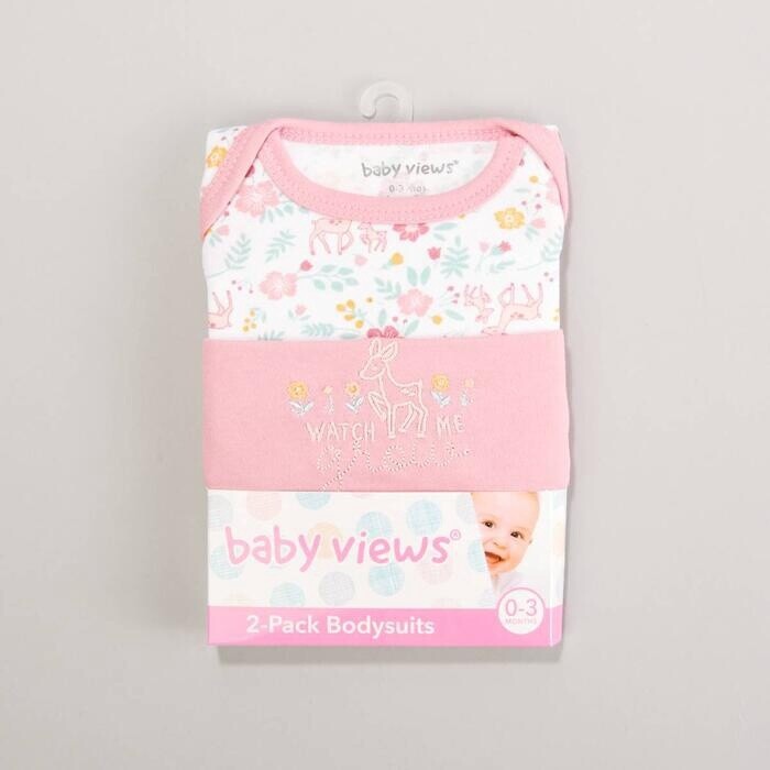 baby views 2pk. Deer Floral Bodysuits - Pink