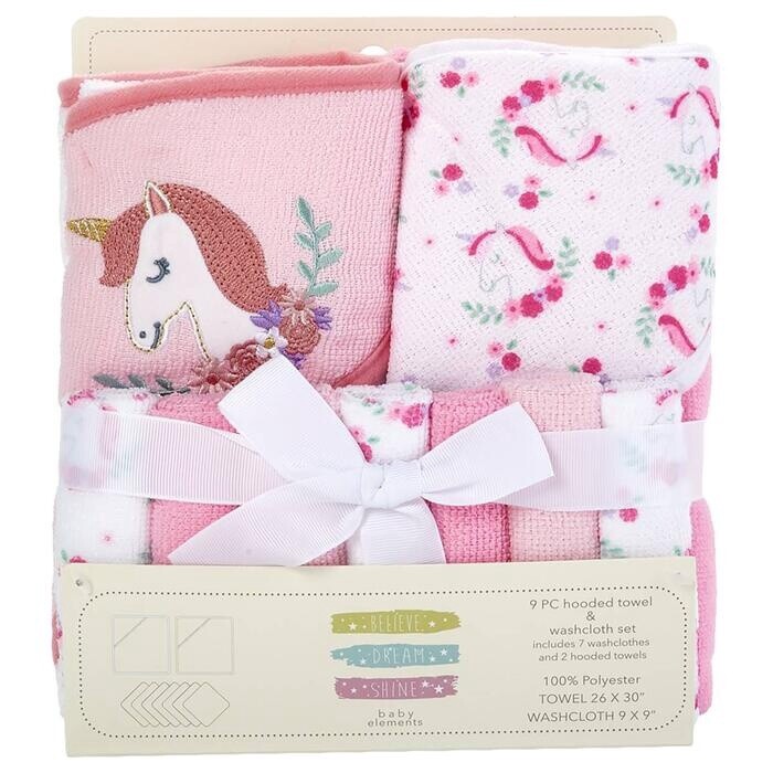 Baby Elements 9pc. Floral Unicorn Bath Set