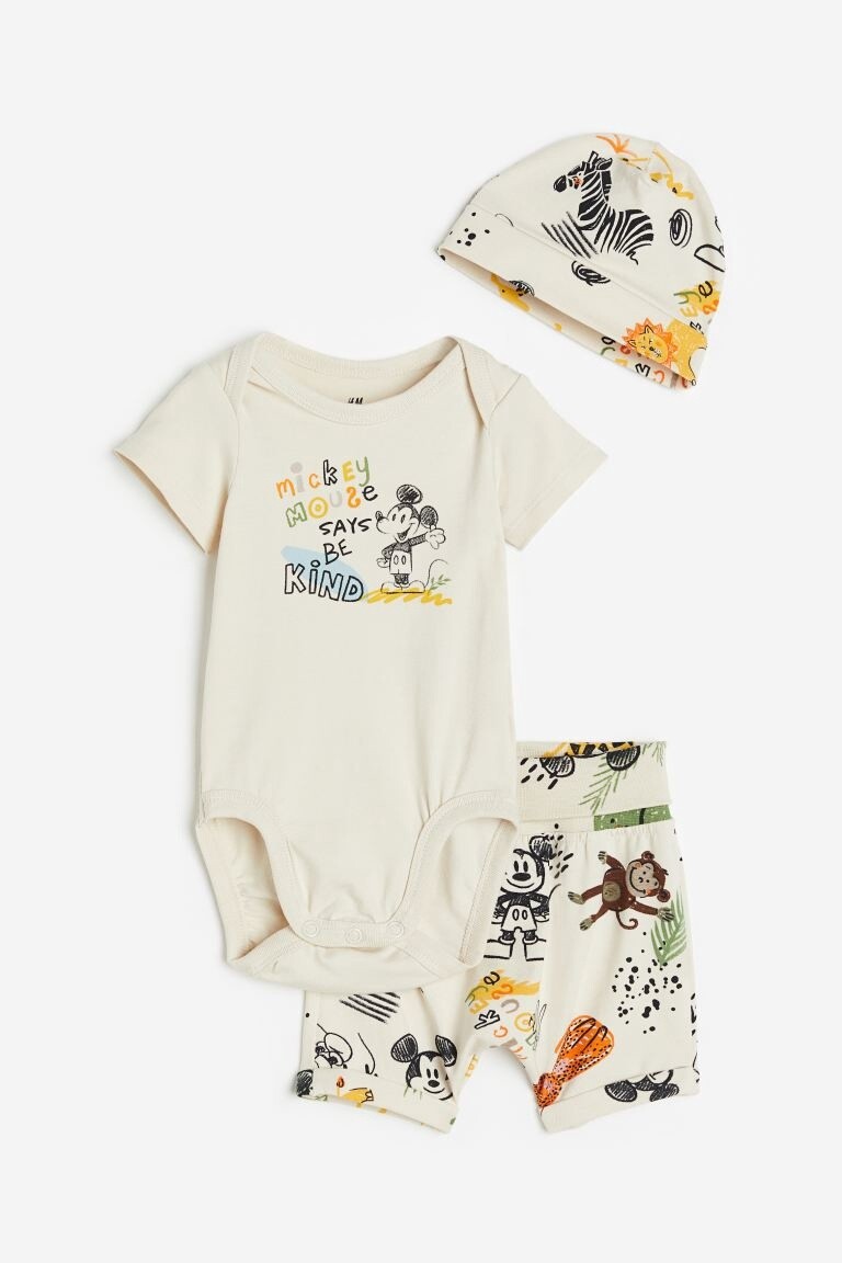 3-piece Printed Set - Light Beige