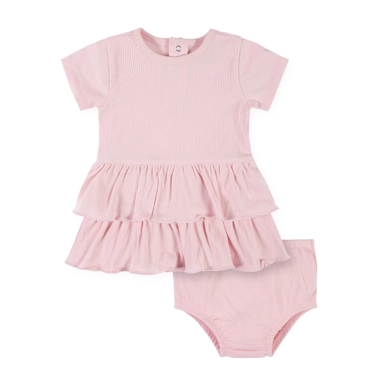 2-Piece Baby Girls Pink Dress &amp; Diaper Cover