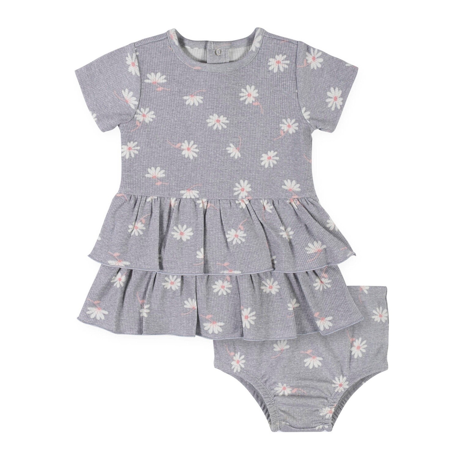 2-Piece Baby Girls Daisy Dress &amp; Diaper Cover