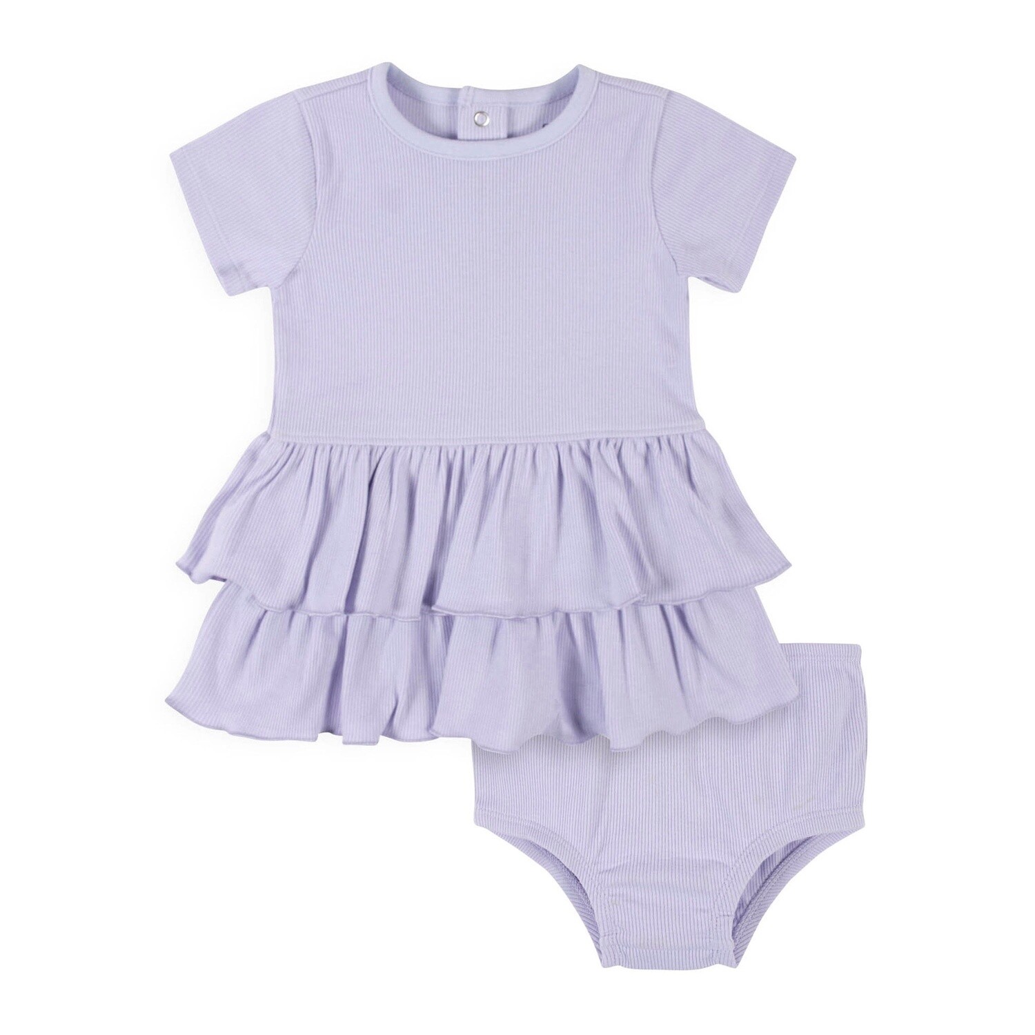 2-Piece Baby Girls Purple Dress &amp; Diaper Cover