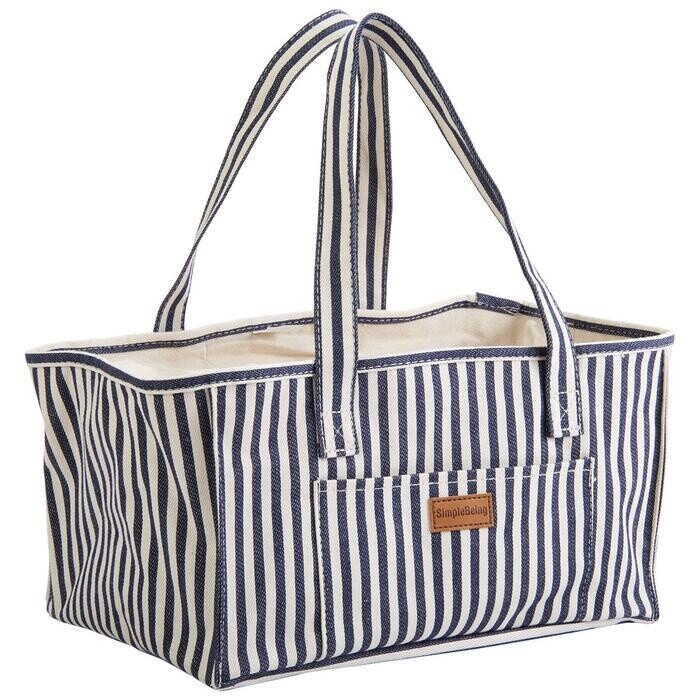 Simple Being Large Organizer Canvas Tote Diaper Bag - Navy/Cream