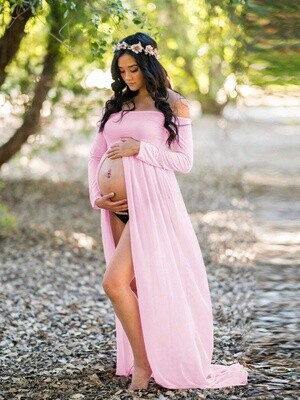 Maternity Off Shoulder Split Thigh Dress