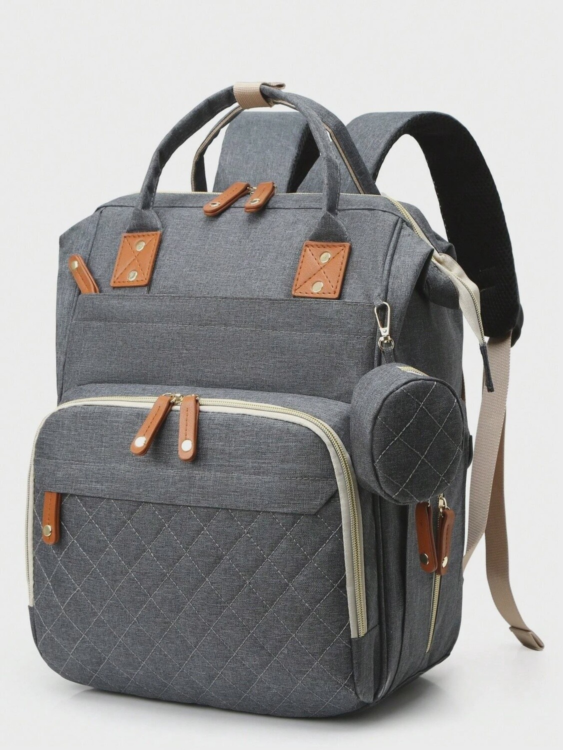 Baby Quilted Backpack Diaper Bag - Grey