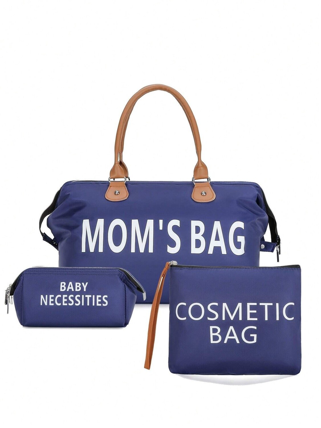 3pcs Travel Tote Diaper Bag With Shoulder Strap, Wet / Dry Separation, Bottle Compartment For Moms And Babies