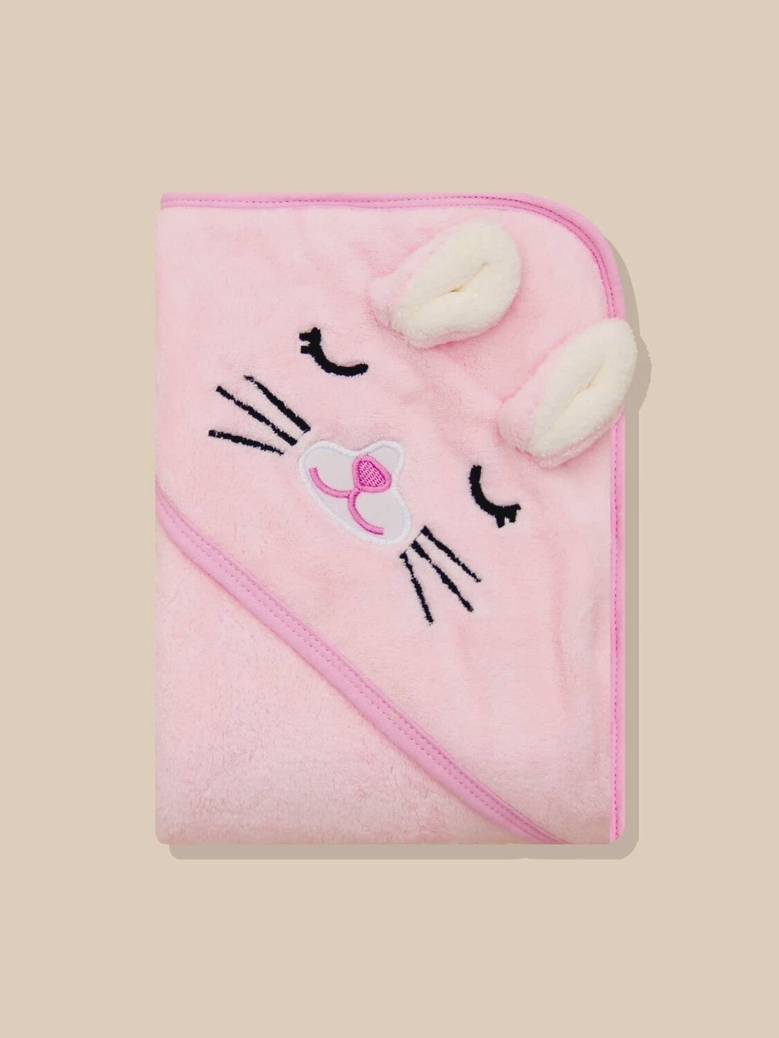 1pc Soft And Absorbent Cartoon Rabbit Pattern Baby Bath Towel With Hood