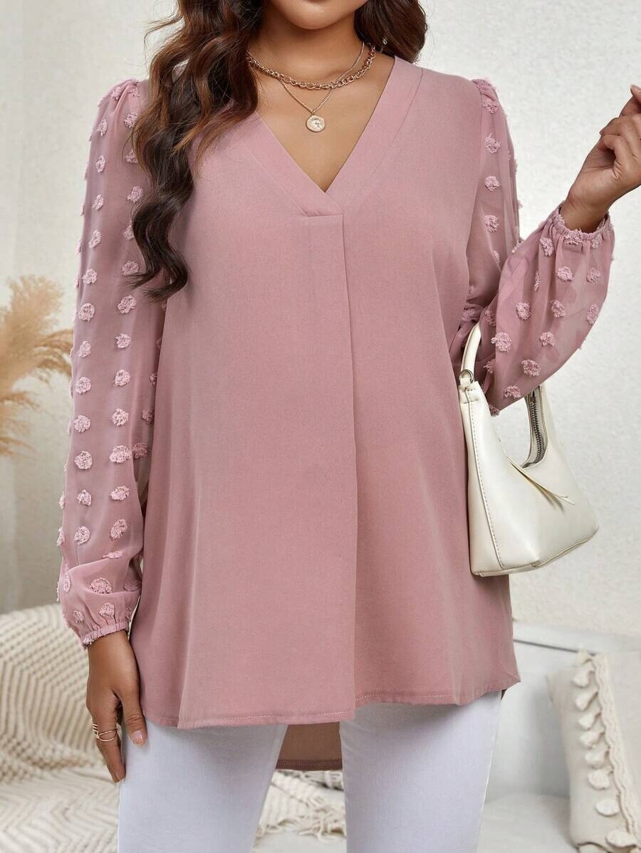 Maternity Swiss Dot Lantern Sleeve Blouse