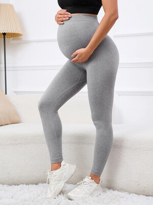 Maternity Solid Tummy Control Leggings - Grey