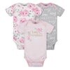 3-Pack Baby Girls Floral Short Sleeve Onesies® Bodysuits