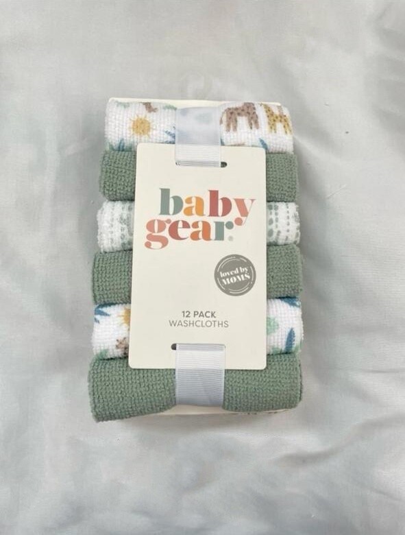 Baby Gear 12 Pack Washcloth - Green