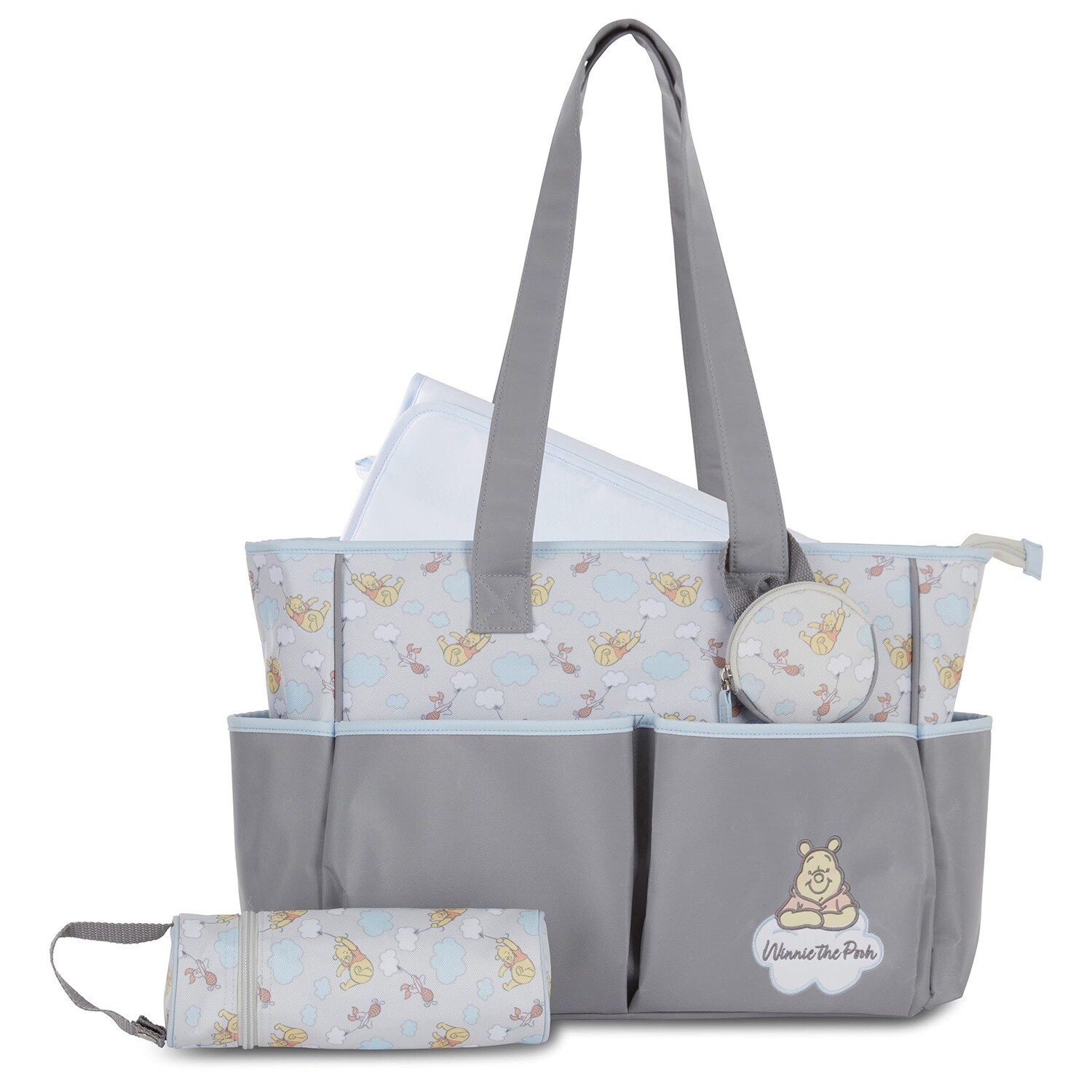 Winnie The Pooh Baby Bag - 4 Piece (grey &amp; blue)