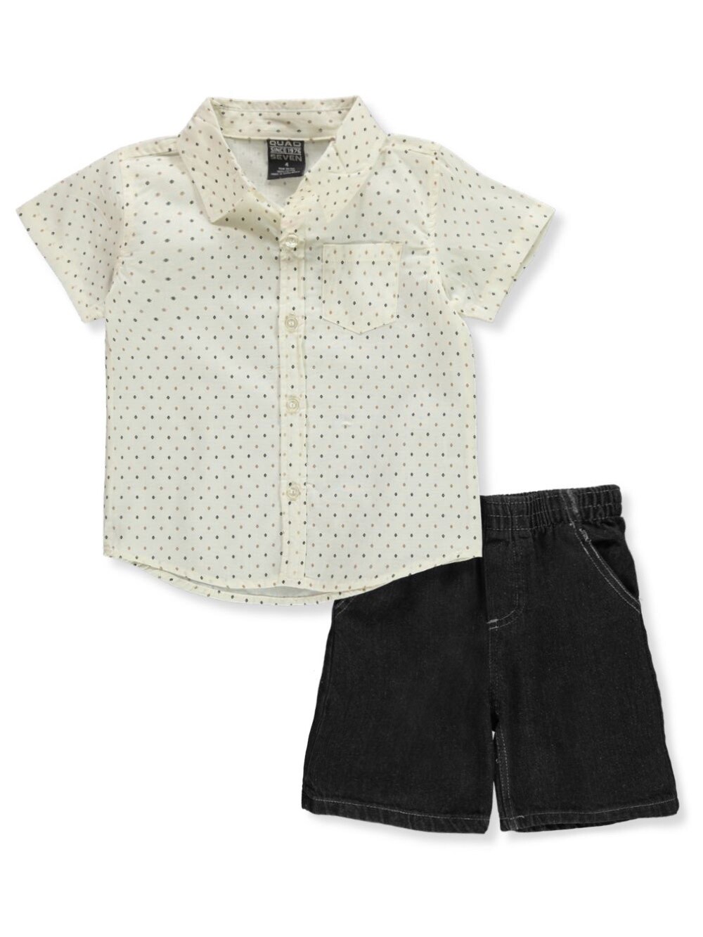 Quad Seven Boys&#39; 2-Piece Dot Shorts Set Outfit