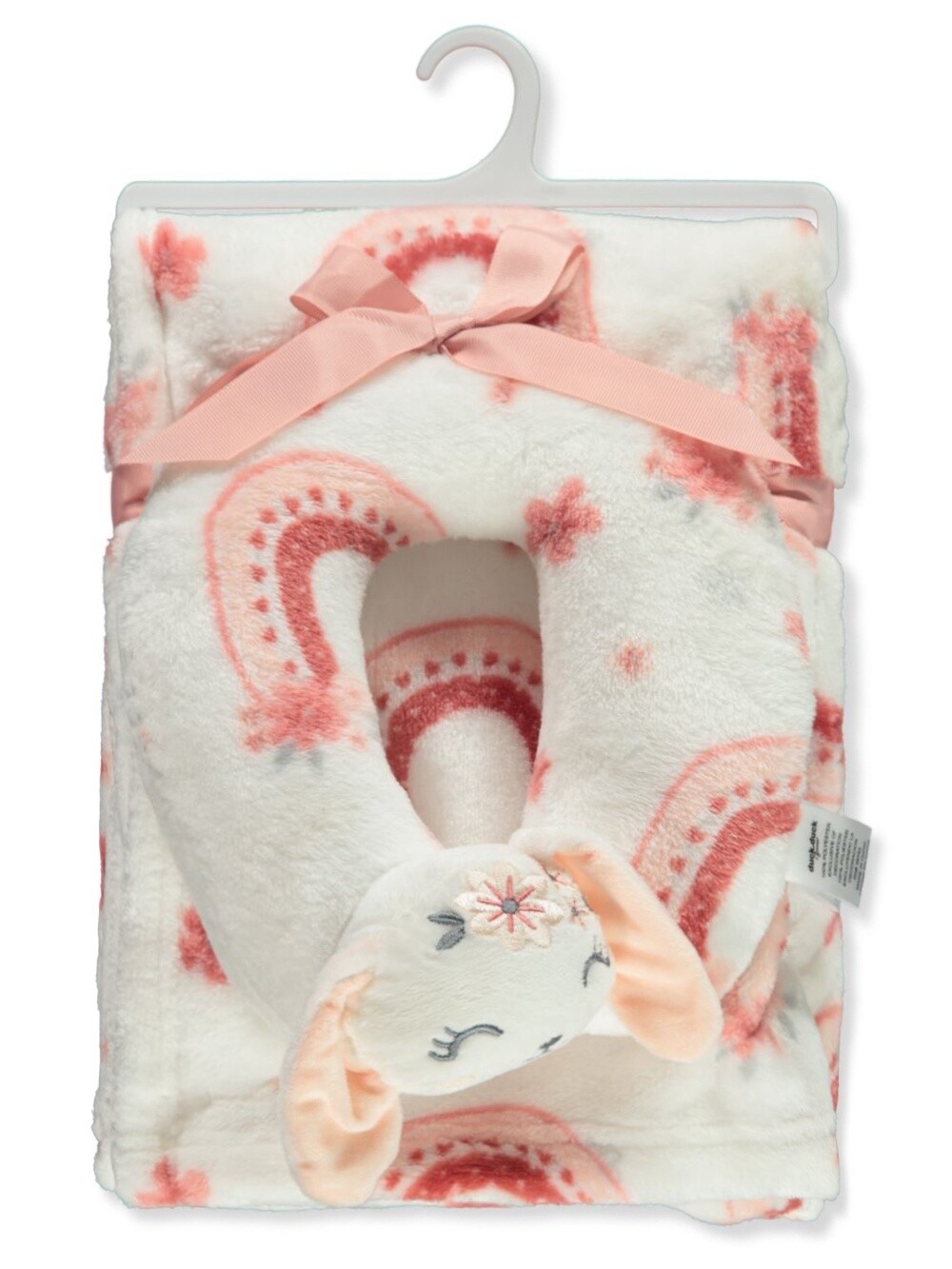 Duck Duck Goose Baby Girls&#39; 2-Piece Blanket &amp; Neck Pillow Set - rose, one size