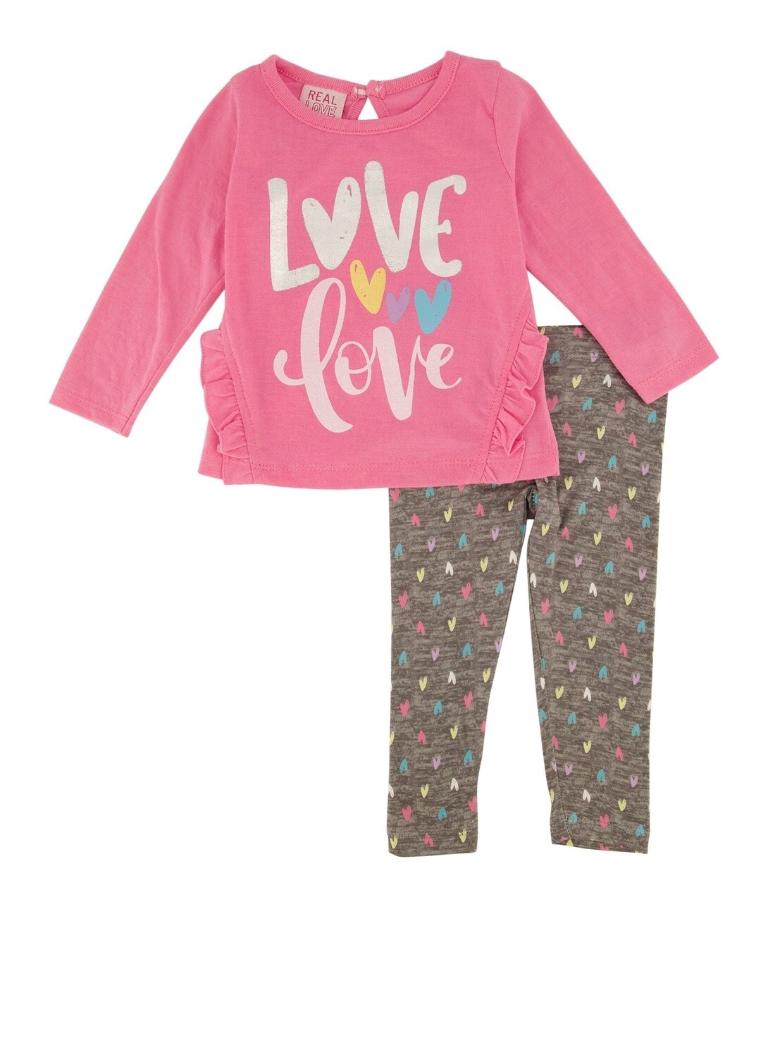 Real Love Baby Girls&#39; 2-Piece Hearts Leggings Set Outfit