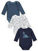 Bon Bebe Baby Boys&#39; 3-Pack L/S Bodysuits