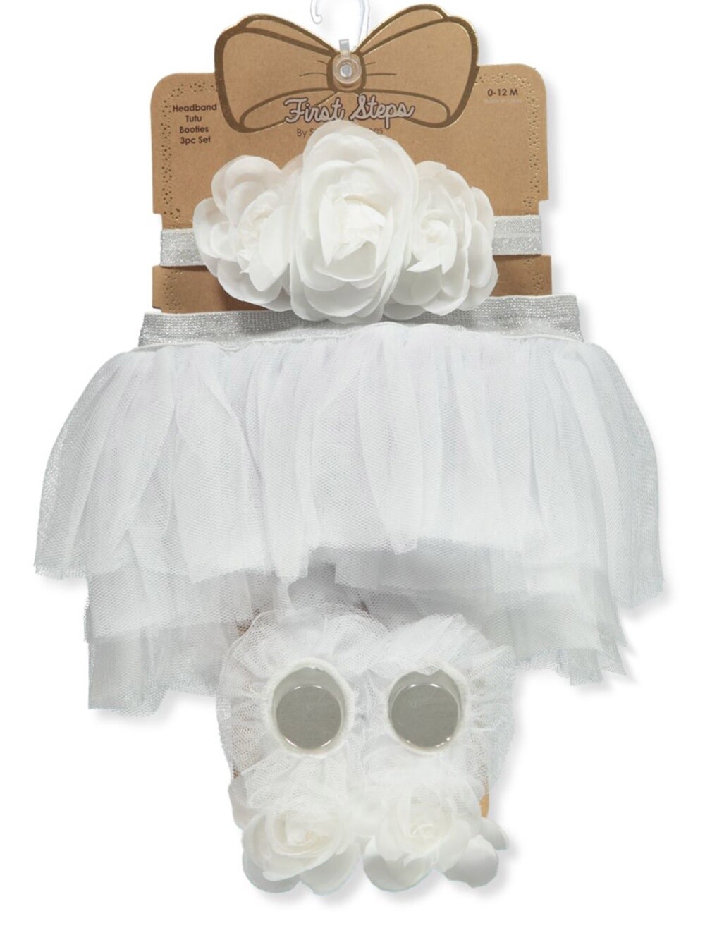 BABY GIRLS&#39; 3-PIECE HEADBAND &amp; TUTU SET- White