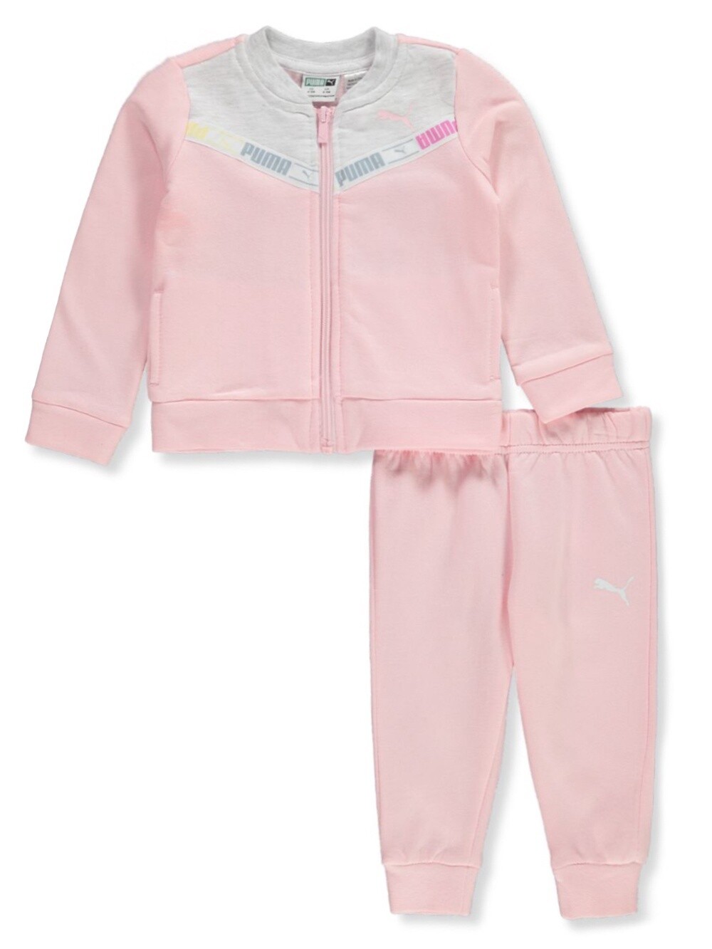BABY GIRLS&#39; 2-PIECE LOGO TAPED JOGGERS SET OUTFIT - Pink