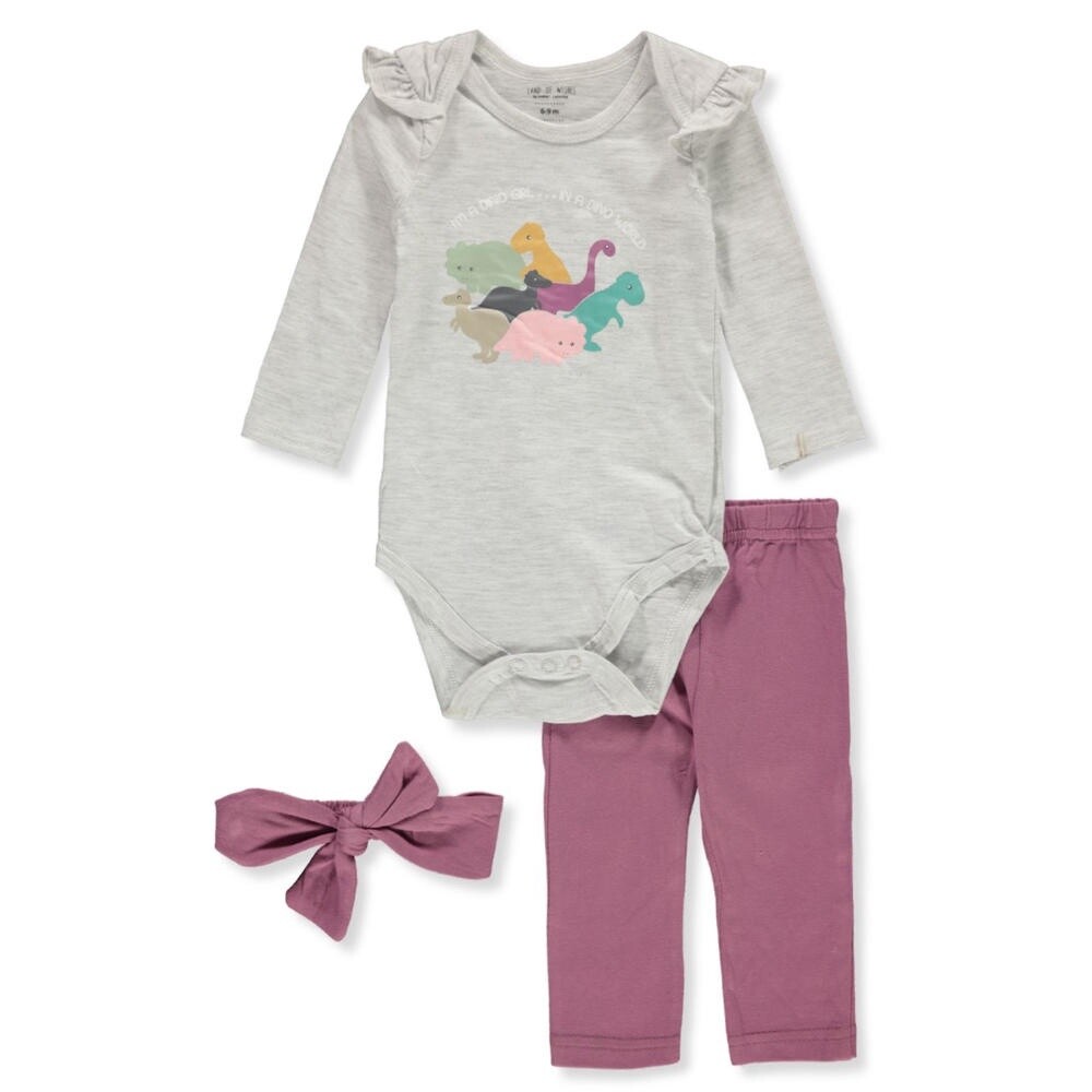 Land Of Wishes Baby Girls&#39; 3-Piece Dinosaurs Set Outfit