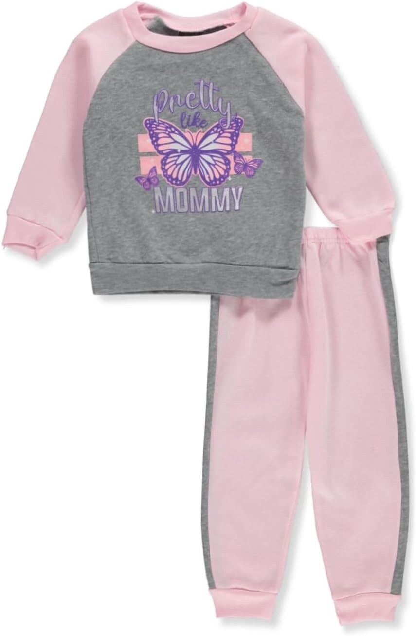 Angel Face Baby Girls&#39; 2-Piece Butterfly Joggers Set Outfit