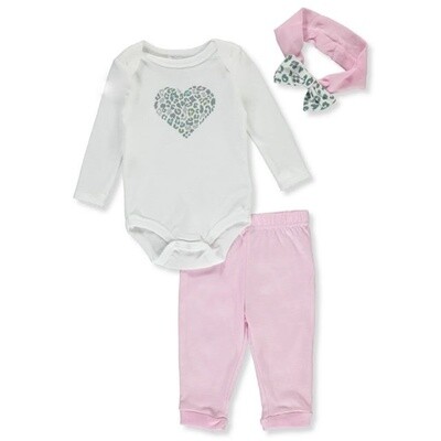 Quiltex Baby Girls' 3-Piece Cheetah Print Layette Set