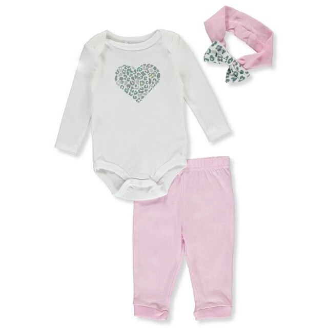 Quiltex Baby Girls' 3-Piece Cheetah Print Layette Set