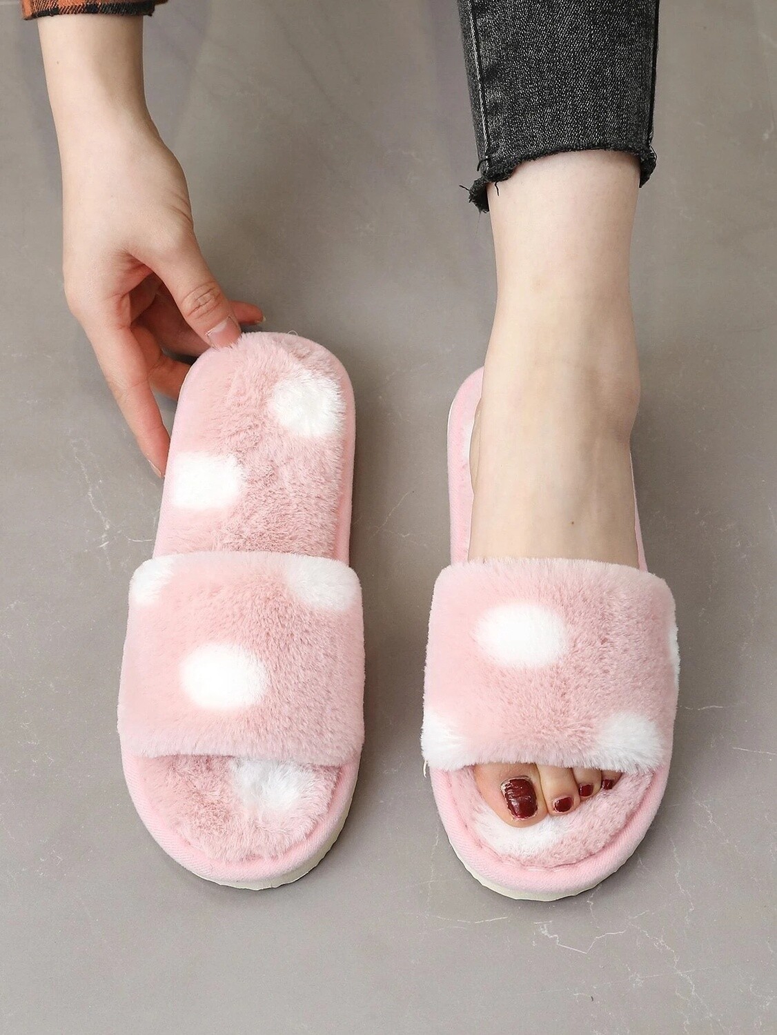 Two Tone Fluffy Bedroom Slippers