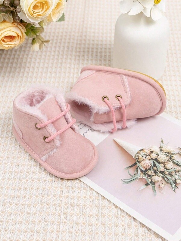 Infant Baby Girls Boys Warm Boots Leopard Lace Up Soft Sole Shoes