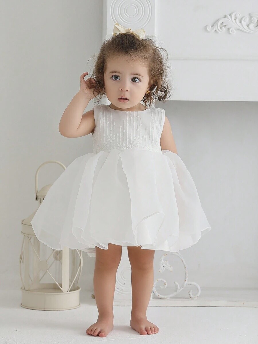 Infant Baby Girls&#39; White Tulle Dress