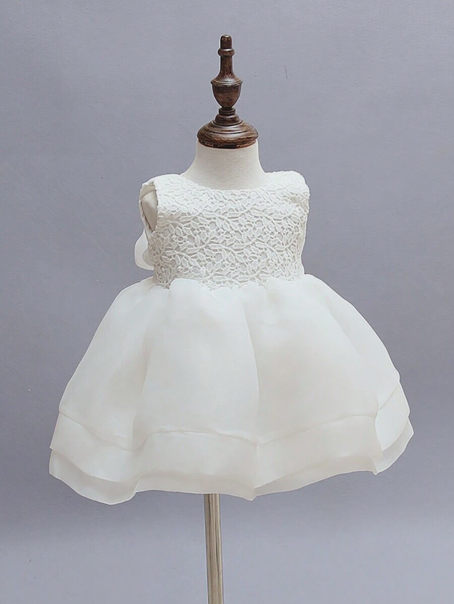 Baby Girls&#39; White Tulle Dress With Matching Hat F