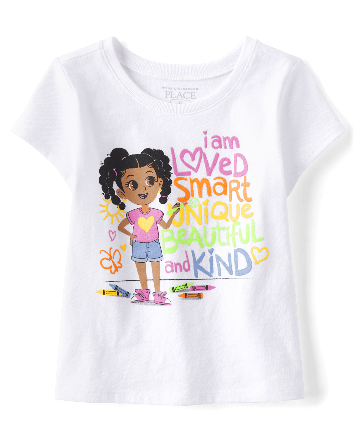 Baby And Toddler Girls I Am Graphic Tee - White