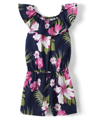 Baby And Toddler Girls Tropical Ruffle Romper