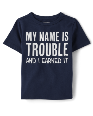 Baby And Toddler Boys Name Is Trouble Graphic Tee