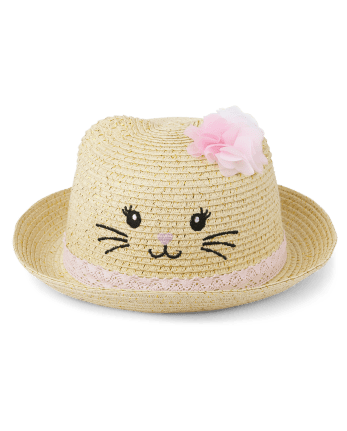 Toddler Girls Cat Fedora - Natural