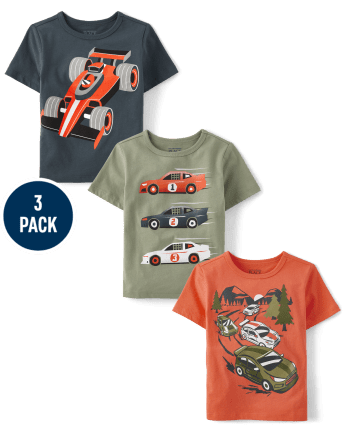 Baby And Toddler Boys Racecar Graphic Tee 3-Pack
