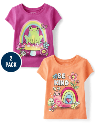 Baby And Toddler Girls Kindness Graphic Tee 2 pack