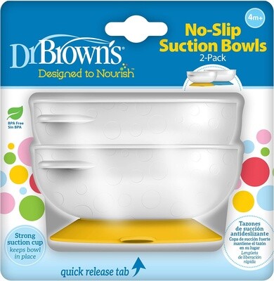 Dr. Brown's No-Slip Strong Suction Bowl for Babies and Toddlers, BPA Free - 2-Pack