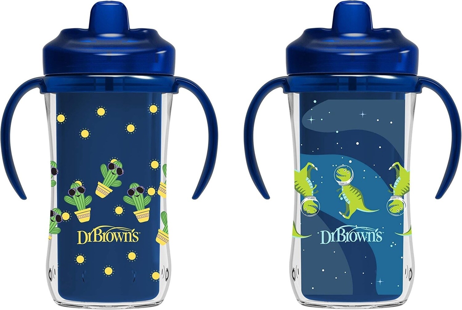 Dr. Brown&#39;s Milestones Hard Spout Insulated Sippy Cup with Handles, Blue, 10 oz, 2 Pack, 12m+