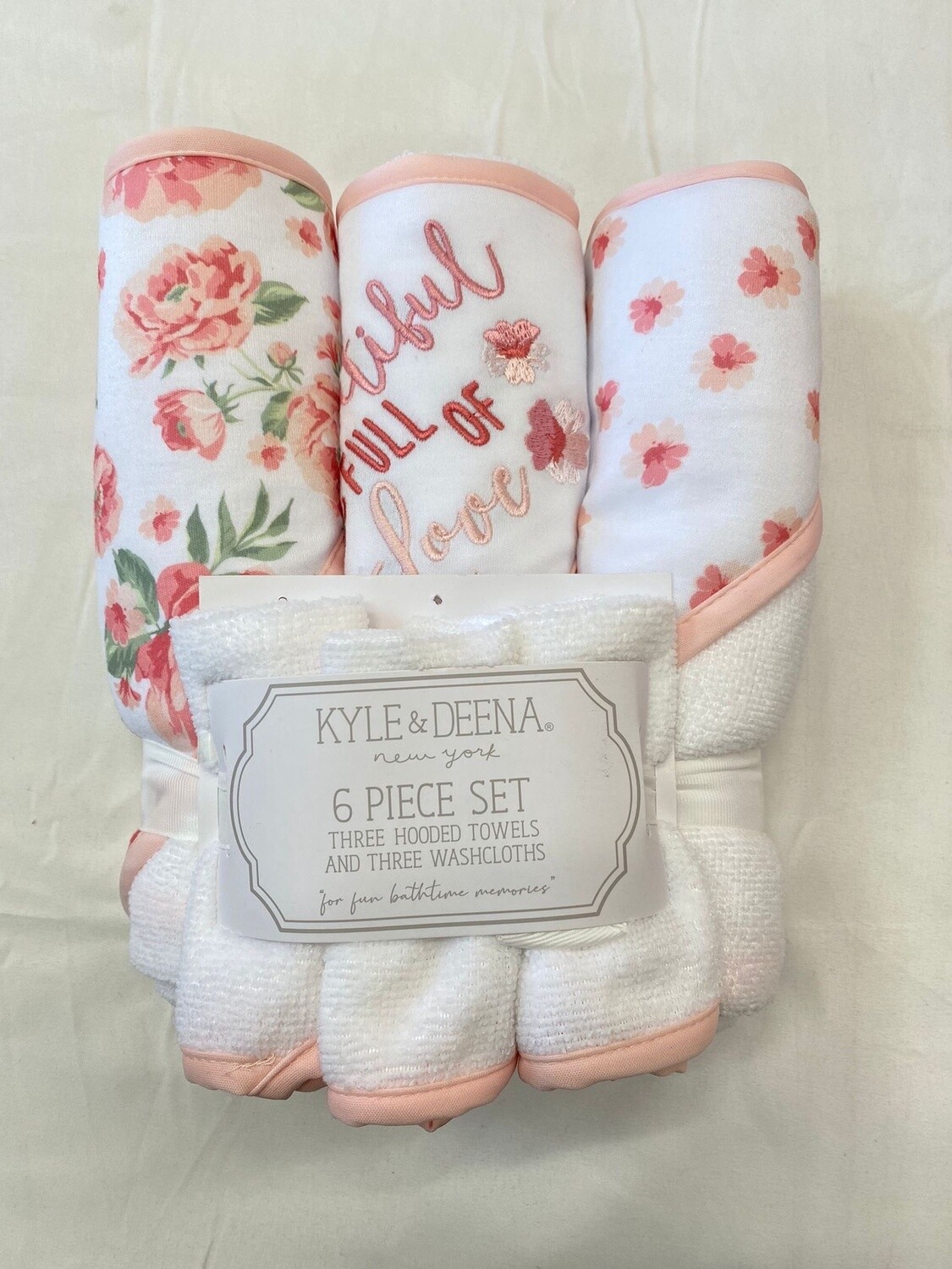 Kyle &amp; Deena 6 piece hooded towel set &quot;Beautiful Full of Love&quot;