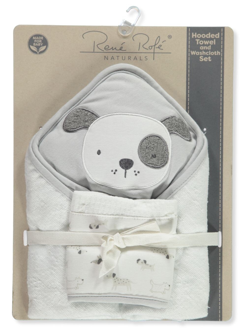 Rene Rofe Towel and Washcloth Set - Grey Dog