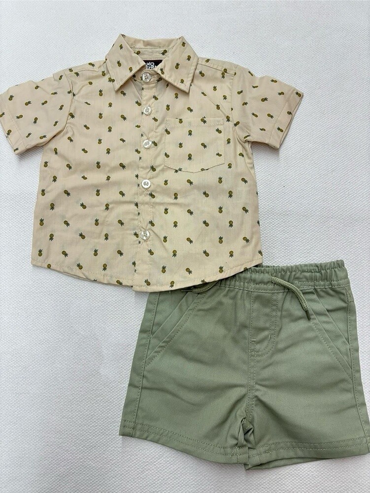 Quad Seven Strawberry Tan Shirt/Green Pants Short