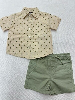 Quad Seven Strawberry Tan Shirt/Green Pants Short