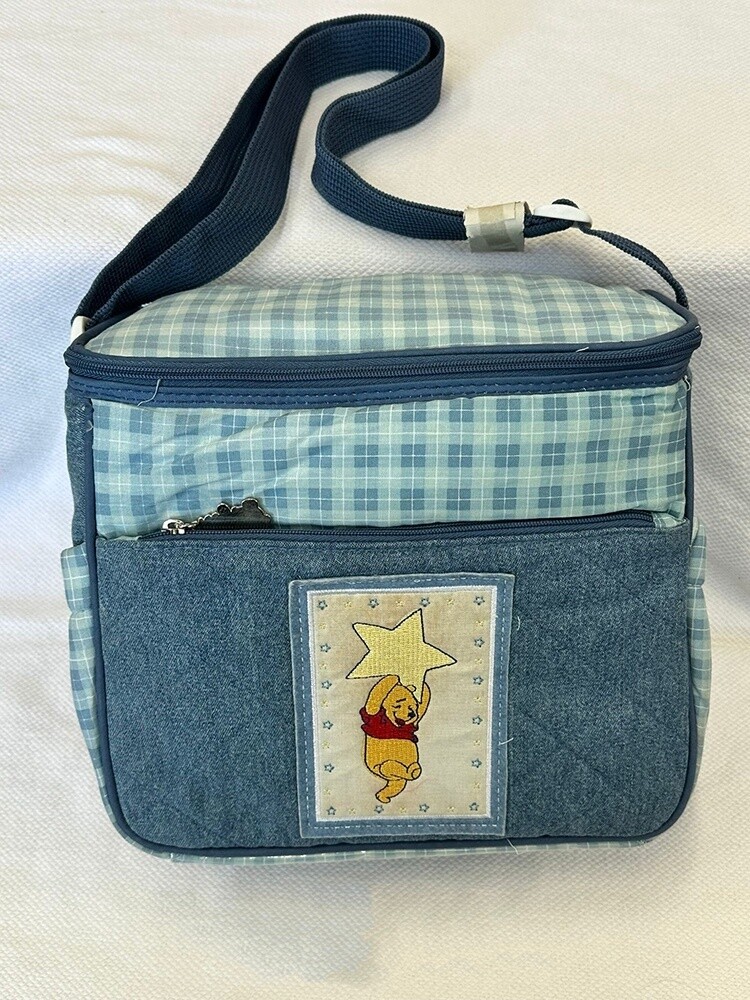Winnie The Pooh Blue Plaid Mini Diaper Bag