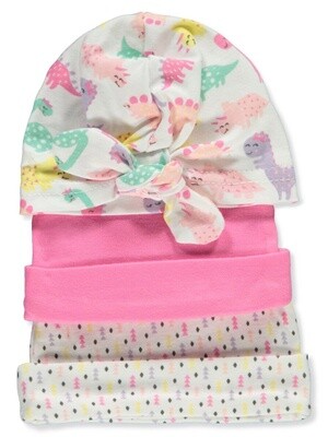 Bon Dormir Baby Girls&#39; 6-Piece Hats &amp; Mittens Set - white/fuchsia, one size