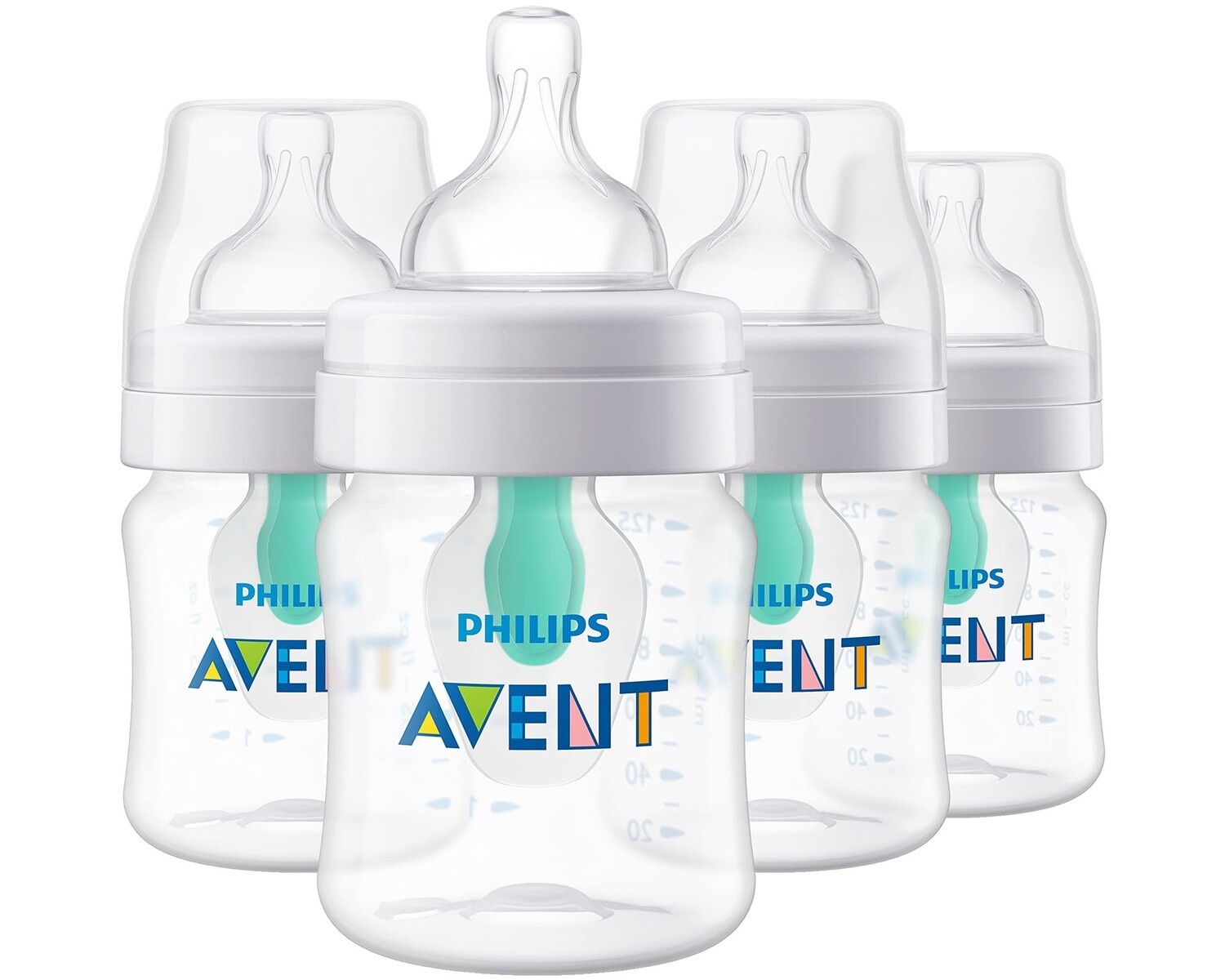 Philips AVENT Anti-Colic Baby Bottles with AirFree Vent, 9oz, 4pk, Clear