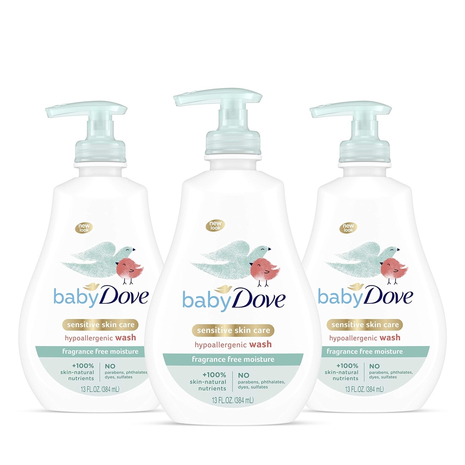 Baby Dove Tip to Toe Baby Body Wash For Baby&#39;s Sensitive Skin Sensitive Moisture Washes Away Bacteria, Fragrance-Free and Hypoallergenic Baby Soap, 13 Fl Oz