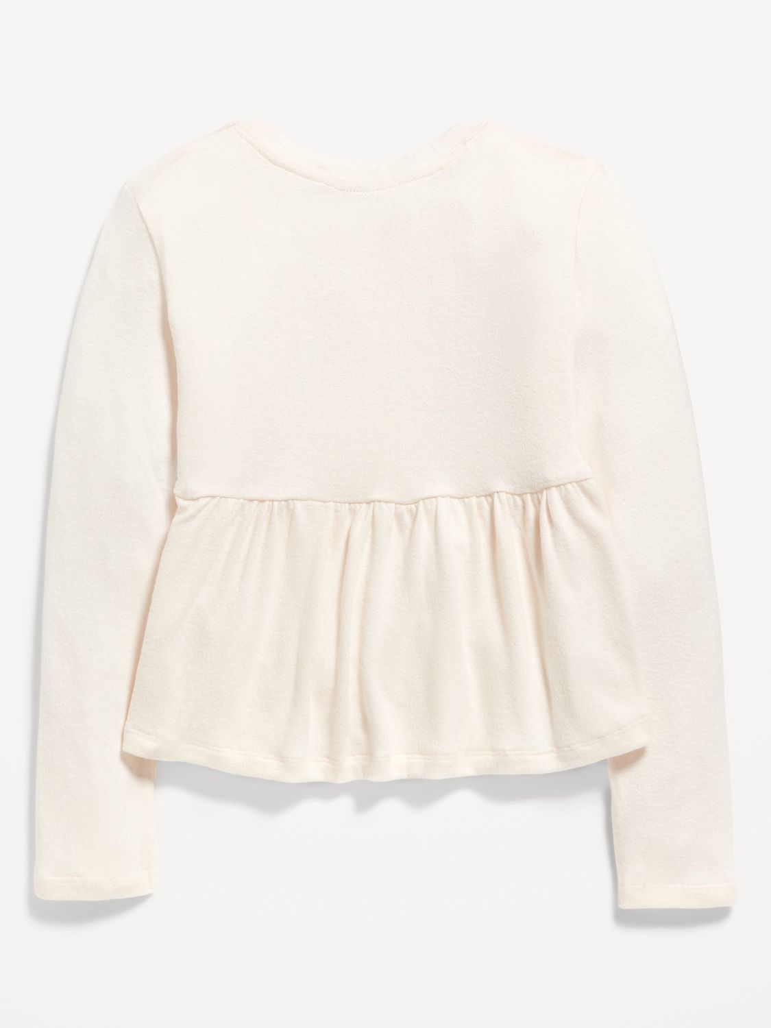 Cozy-Knit Peplum Top for Girls - Creme