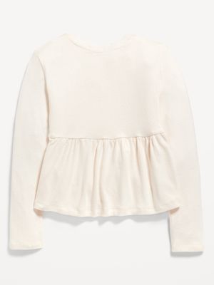 Cozy-Knit Peplum Top for Girls - Creme