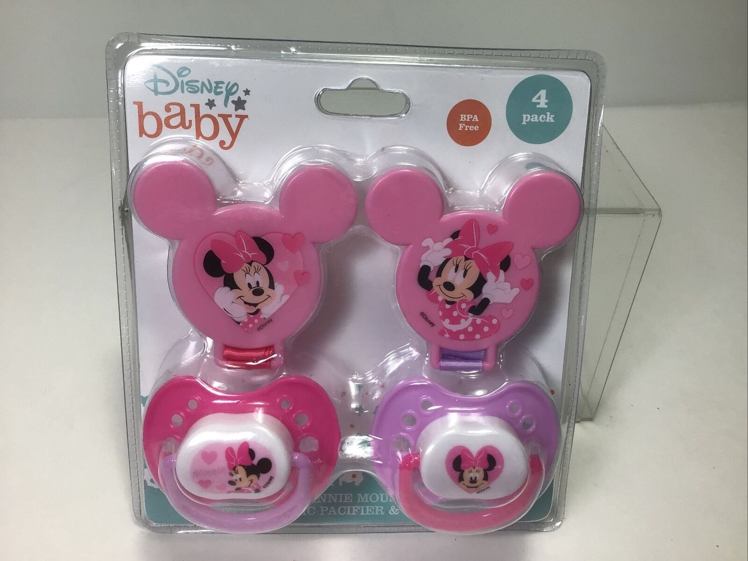 Disney Baby Girls&#39; 4-Pack Minnie Mouse Pacifier &amp; Holder Set