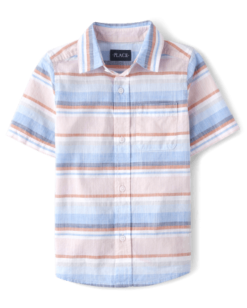 Boys Dad And Me Striped Chambray Button Up Shirt